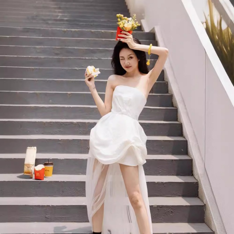 French White Strapless Morning - Lighting In Photography ulasan dan harga