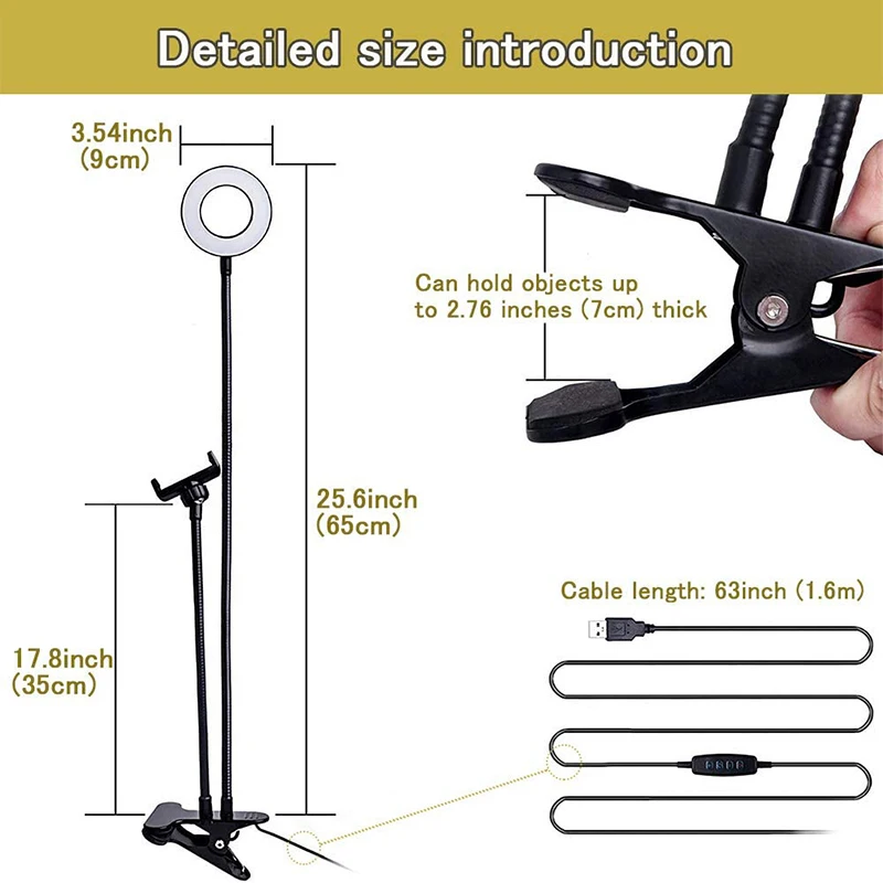 Universal Selfie Ring Light wi - Photography Lighting Circle ulasan dan harga