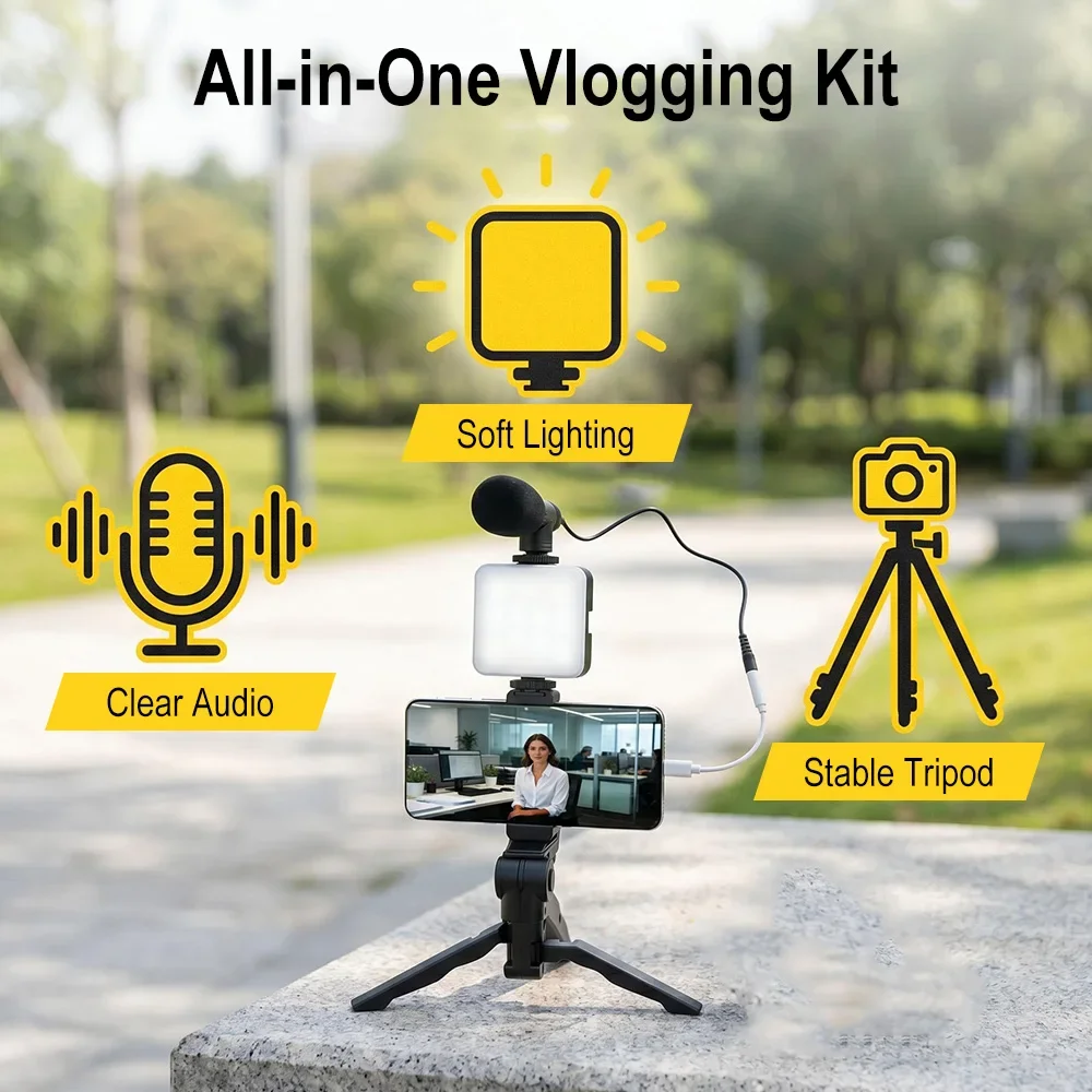 Smartphone Vlogging Kit Led Vi - Photography Lighting Kit Portable ulasan dan harga